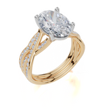 18ct Yellow Gold Oval Cut 3.24 Carat tw of Lab-Grown Diamonds Ring and 18ct Yellow Gold 0.20 Carat tw of Lab-Grown  Diamonds Band