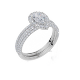 9ct White Gold Pear Cut 0.99 Carat tw of  Diamonds Ring and 9ct White Gold 0.35 Carat tw of   Diamonds Band