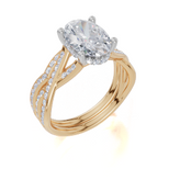 9ct Yellow Gold Oval Cut 2.33 Carat tw of Lab-Grown Diamonds Ring and 9ct Yellow Gold 0.20 Carat tw of Lab-Grown  Diamonds Band