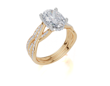 9ct Yellow Gold Oval Cut 2.33 Carat tw of Lab-Grown Diamonds Ring and 9ct Yellow Gold 0.20 Carat tw of Lab-Grown  Diamonds Band