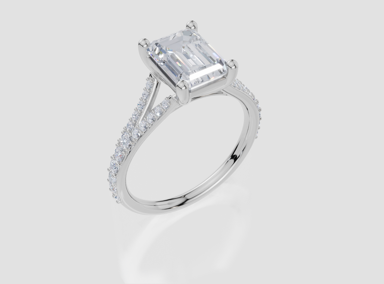18ct White Gold Emerald Cut 2.33 Carat tw of Lab-Grown Diamonds Ring