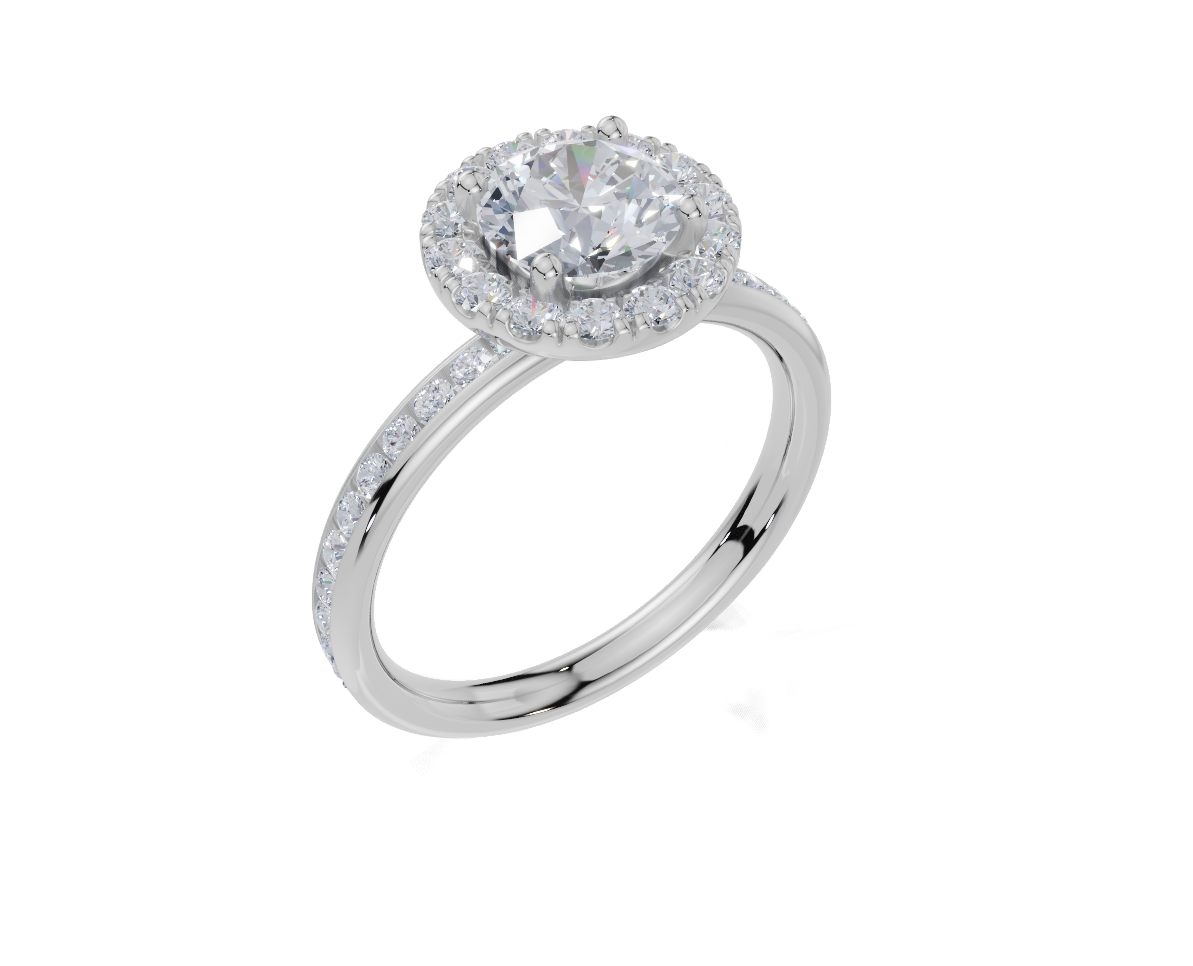9ct White Gold Round Cut 1.59 Carat tw of  Diamonds Ring