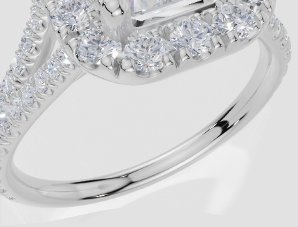 9ct White Gold Emerald Cut 2.13 Carat tw of  Diamonds Ring