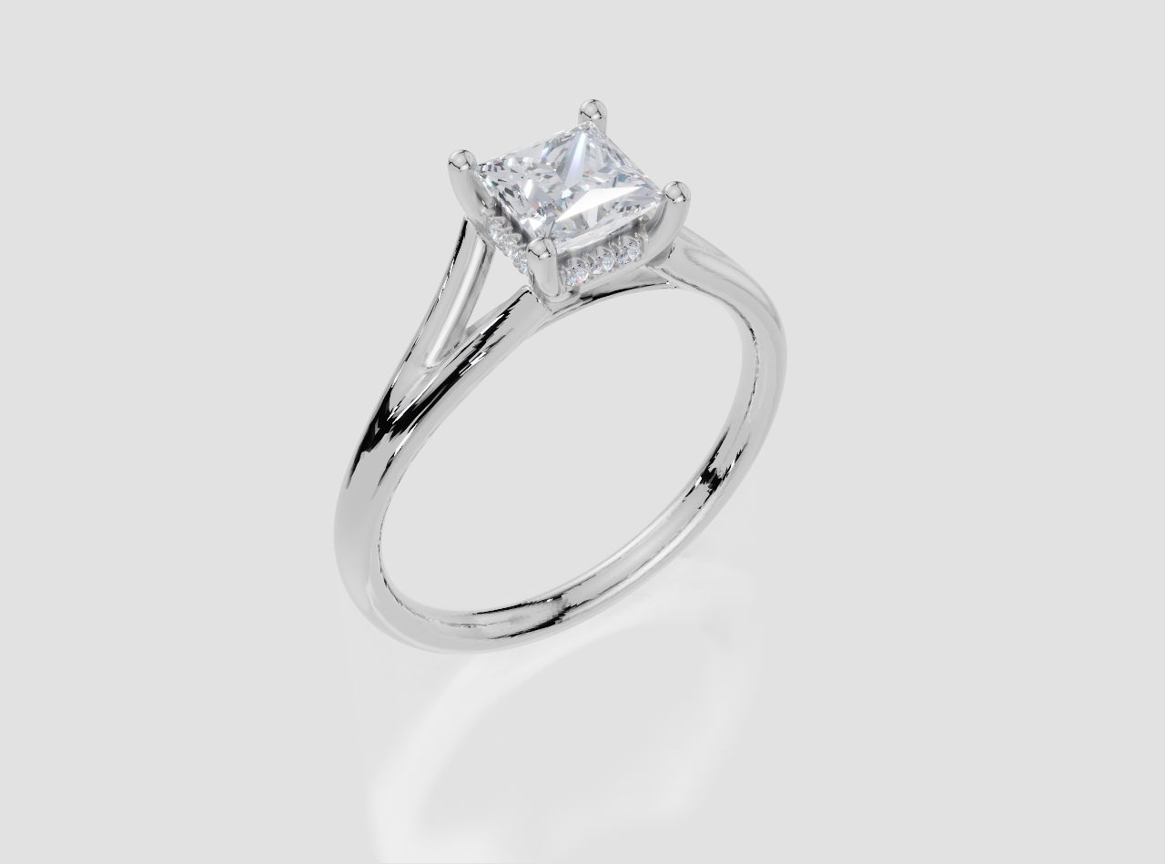 9ct White Gold Princess Cut 0.80 Carat tw of  Diamonds Ring
