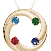 Personalised 4 Birthstones Circle Pendant