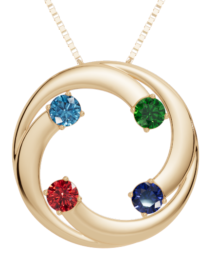 Personalised 4 Birthstones Circle Pendant