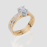 18ct Yellow Gold Pear Cut 0.86 Carat tw of Lab-Grown Diamonds Ring and 18ct Yellow Gold 0.34 Carat tw of Lab-Grown  Diamonds Band
