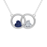 Personalised 2 Birthstones 45CM Double Circle Necklace