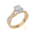 9ct Yellow Gold Oval Cut 1.30 Carat tw of  Diamonds Ring and 9ct Yellow Gold 0.28 Carat tw of   Diamonds Band