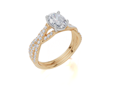9ct Yellow Gold Oval Cut 1.30 Carat tw of  Diamonds Ring and 9ct Yellow Gold 0.28 Carat tw of   Diamonds Band
