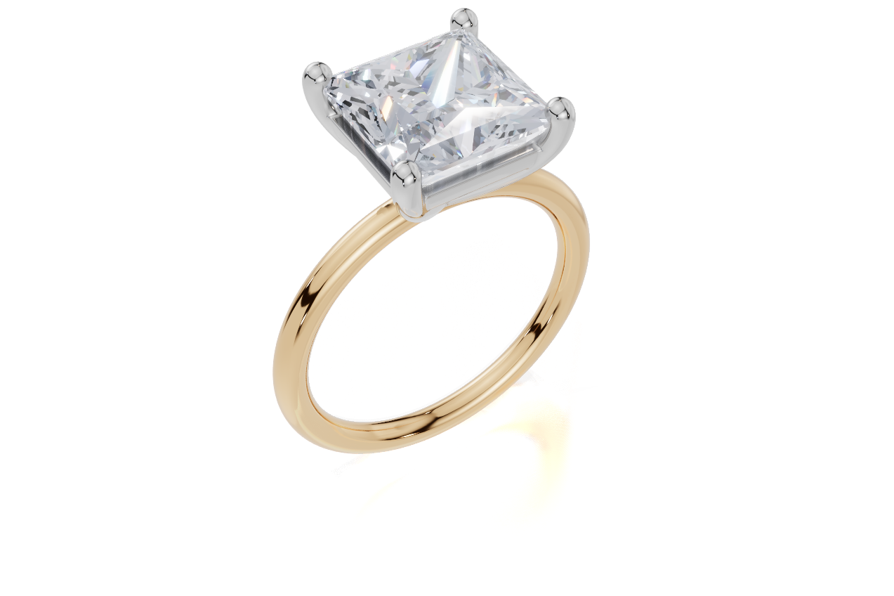 18ct Yellow Gold Princess Cut 4.00 Carat of Lab-Grown Diamond Ring