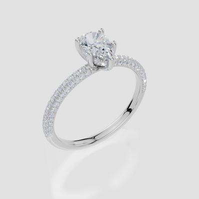 9ct White Gold Pear Cut 0.86 Carat tw of  Diamonds Ring