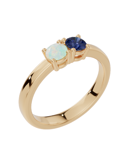 Personalised 2 Birthstones Rings