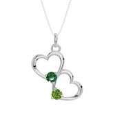 Personalised 2 Birthstones Double Heart Pendant