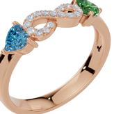 Personalised 2 Heart Birthstones Cubic Zirconia Infinity Ring