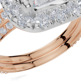 18ct Rose Gold Emerald Cut 2.68 Carat tw of Lab-Grown Diamonds Ring and 18ct Rose Gold 0.37 Carat tw of Lab-Grown  Diamonds Band