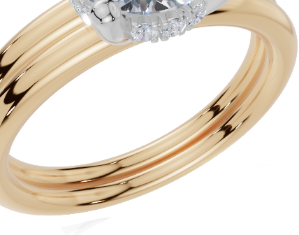 18ct Yellow Gold Round Cut 1.05 Carat tw of   Diamonds Ring and 18ct Yellow Gold  Band