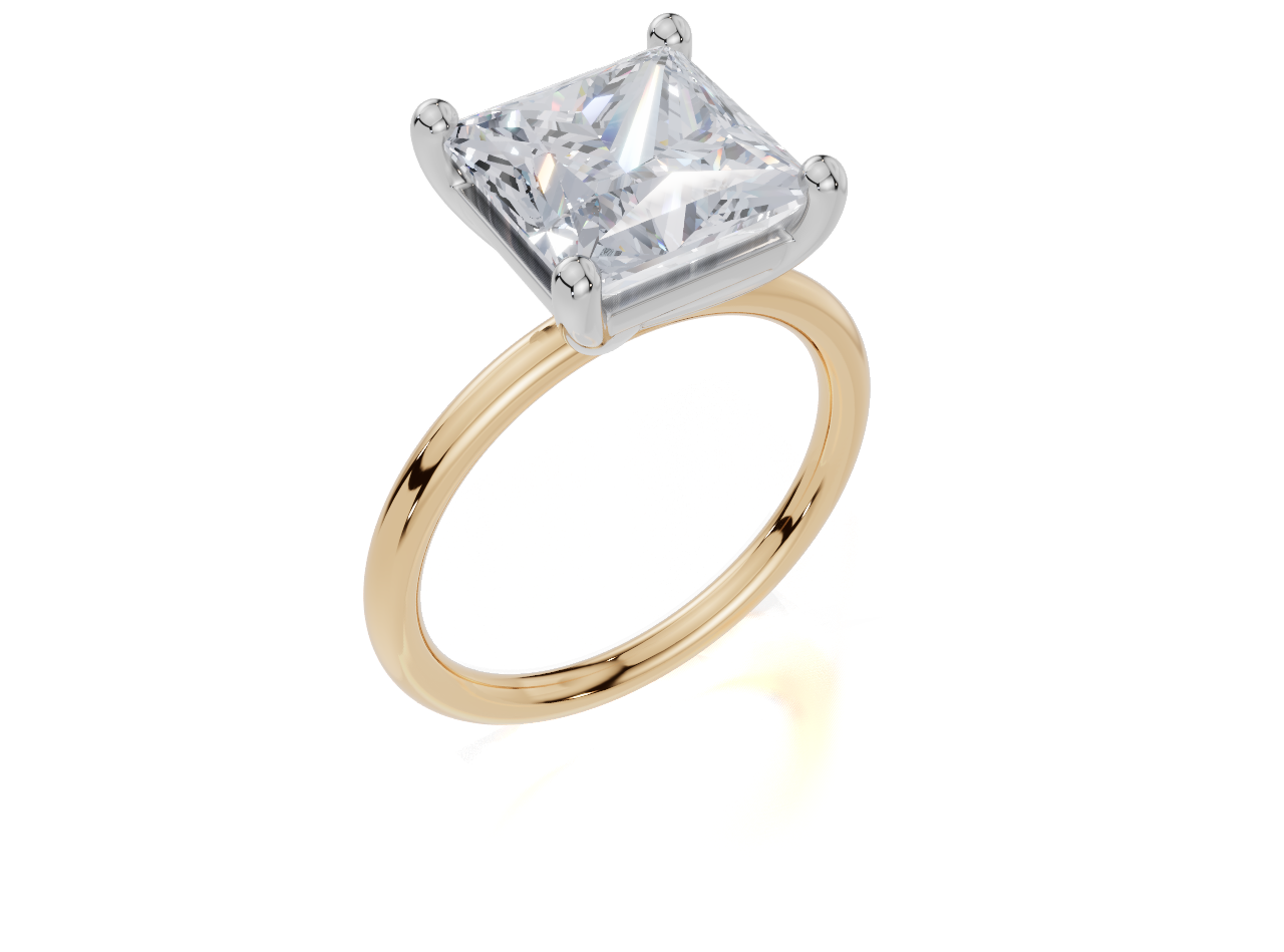 18ct Yellow Gold Princess Cut 4.00 Carat of Lab-Grown Diamond Ring