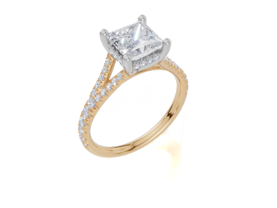 9ct Yellow Gold Princess Cut 1.91 Carat tw of  Diamonds Ring
