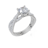 18ct White Gold Round Cut 1.30 Carat tw of  Diamonds Ring and 18ct White Gold 0.28 Carat tw of   Diamonds Band