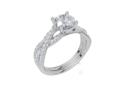 18ct White Gold Round Cut 1.30 Carat tw of  Diamonds Ring and 18ct White Gold 0.28 Carat tw of   Diamonds Band