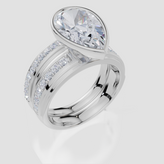 18ct White Gold Pear Cut 3.36 Carat tw of  Diamonds Ring and 18ct White Gold 0.32 Carat tw of   Diamonds Band