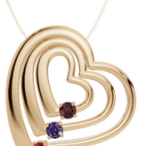 Personalised 3 Birthstones Multi Layered Heart Pendant