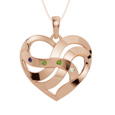 Personalised 4 Birthstones Heart Pendant