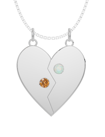Personalised 2 Birthstones Break Pendant