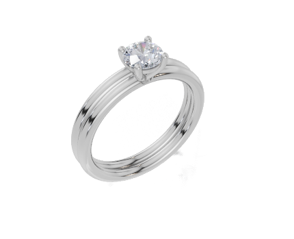 9ct White Gold Round Cut 0.50 Carat of   Diamond Ring and 9ct White Gold  Band