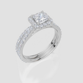 9ct White Gold Princess Cut 1.00 Carat tw of  Diamonds Ring and 9ct White Gold 0.36 Carat tw of   Diamonds Band