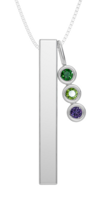 Personalised 3 Birthstones Bar Pendant Set
