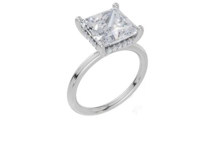 9ct White Gold Princess Cut 4.10 Carat tw of Lab-Grown Diamonds Ring