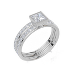 18ct White Gold Princess Cut 0.82 Carat tw of Lab-Grown Diamonds Ring and 18ct White Gold 0.35 Carat tw of Lab-Grown  Diamonds Band