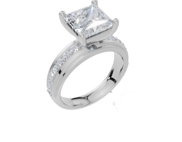 9ct White Gold Princess Cut 3.36 Carat tw of  Diamonds Ring