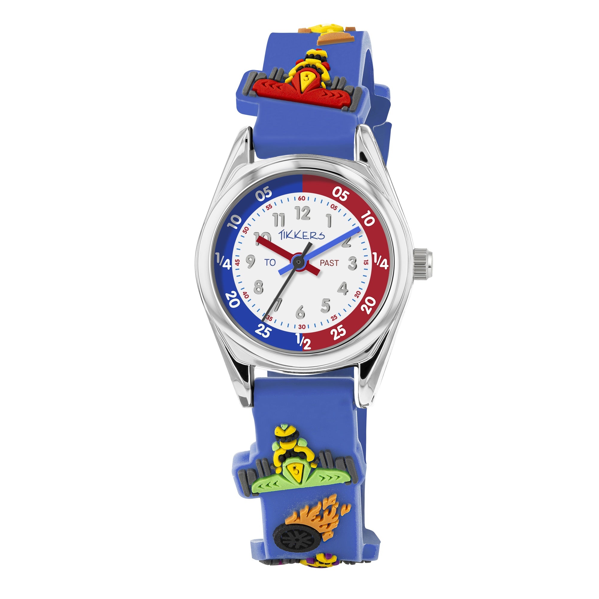 Tikkers Blue 3D Racing Car Kids Time Teacher Watch ATK1096
