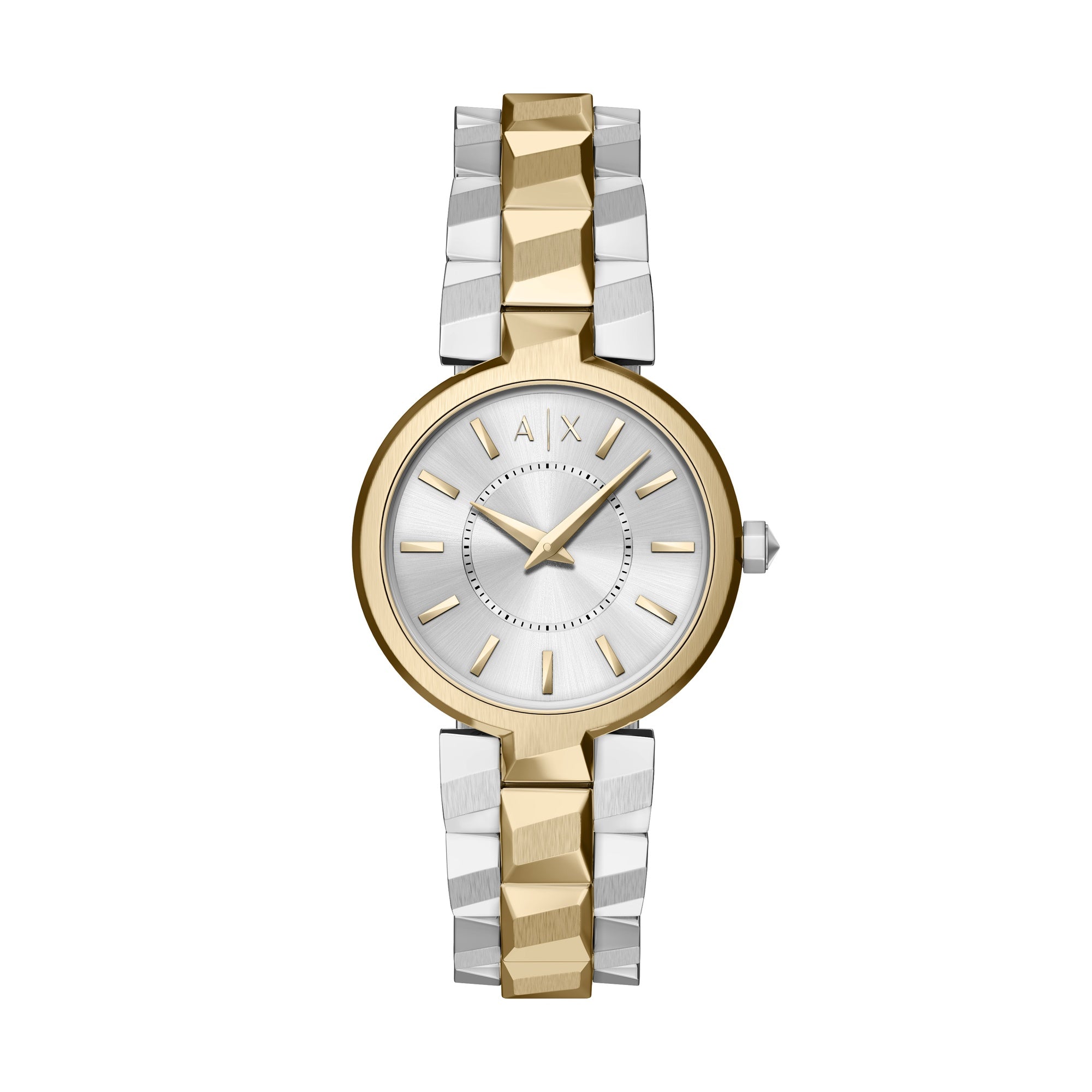 Armani Exchange Two Tone Silver Dial Watch AX4406
