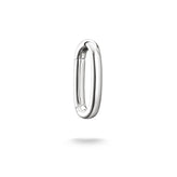 Silver hoop earring on a white background