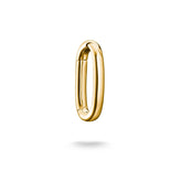 Gold hoop earring on a white background