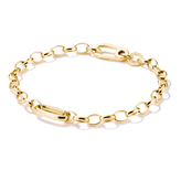 Gold chain bracelet on a white background