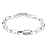 Silver chain bracelet on a white background