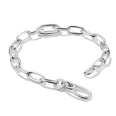 Silver chain bracelet on a white background