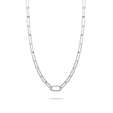 Silver chain necklace on a white background