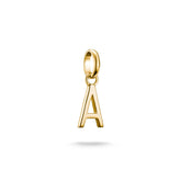 Gold pendant with the letter 'A' on a white background