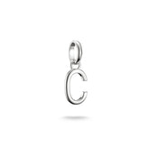 Silver pendant with the letter 'C' on a white background