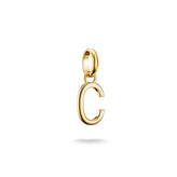 Gold pendant with the letter 'C' on a white background