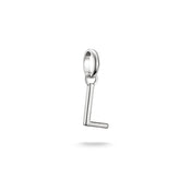 Silver 'L' shaped pendant on a white background