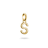 Gold pendant with the letter 'S' on a white background