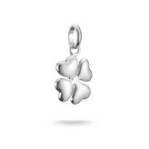 Silver four-leaf clover pendant on a white background