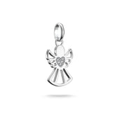 Silver angel pendant on a white background
